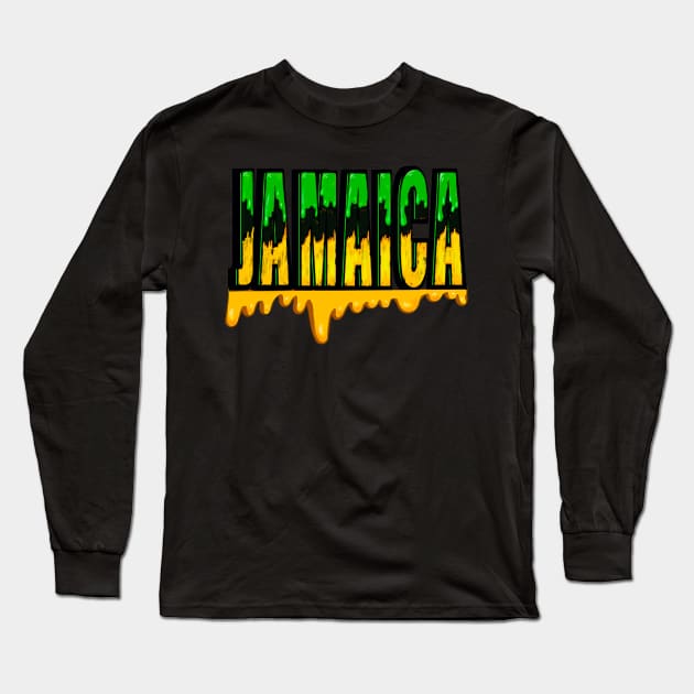 Jamaican Flag colors Jamaicans Jamaica Long Sleeve T-Shirt by Artonmytee